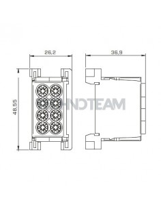 Distribution block 4poles IN: 2x(16mm2) OUT: 2x(25mm2)grey