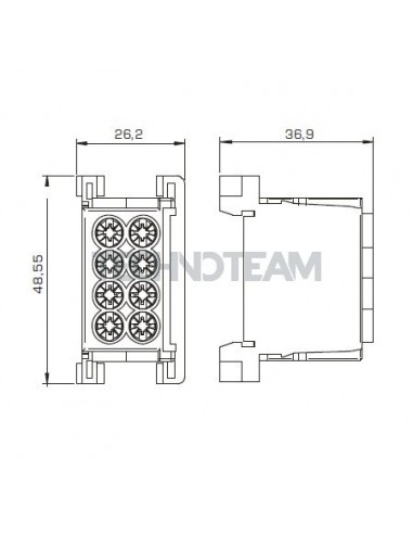 Distribution block 4p IN: 2x(16mm2) OUT: 2x(25mm2)blu/grig