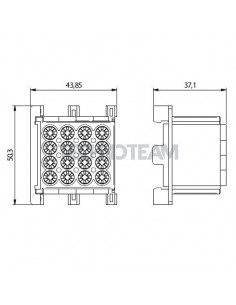 Distrub.block 4poles IN: 4x(16mm2) OUT: 4x(25mm2)blu/grey