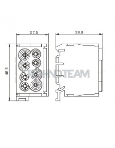 Distrub.block 4poles IN: 2x(25mm2) OUT: 2x(35mm2) blu/grig