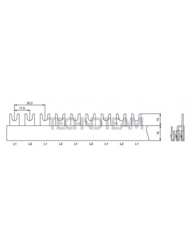 Busbar fork 2poles isolated 17,8mm/35,6mm 705
