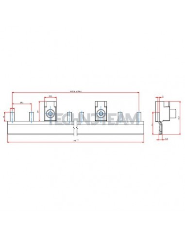 Busbar 30mm2 isolated+lateral feeder 1P 1500VDC 3x37,4mm EK