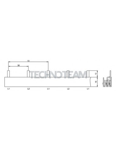 Busbar isolated pin 2poles isolated 36mm/72mm 3913